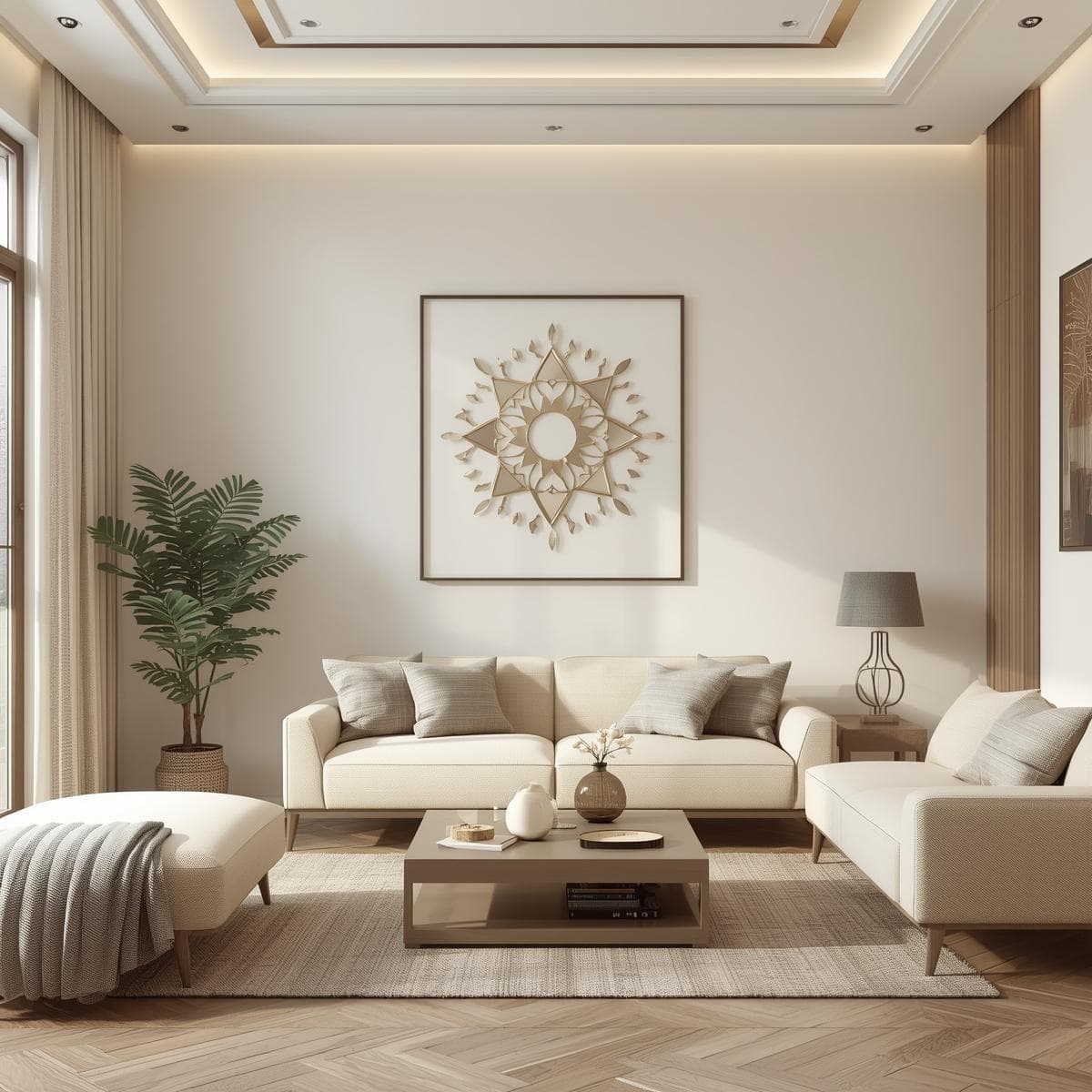 Modern interior design with natural light and open space